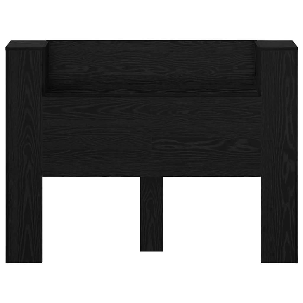 Storage Headboard with RGB LED Lights Black Engineered Wood Bedroom Furniture