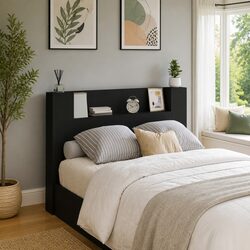 Compact Storage Headboard with Adjustable RGB LED Features