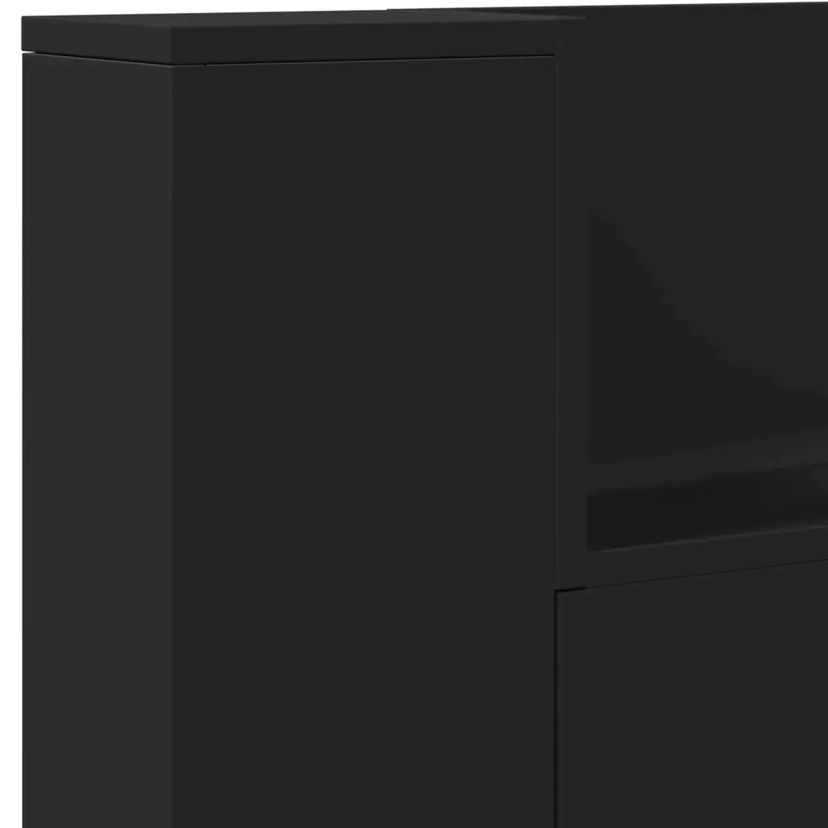 Storage Headboard Black Engineered Wood RGB LED Lights Adjustable Brightness Integrated Shelving