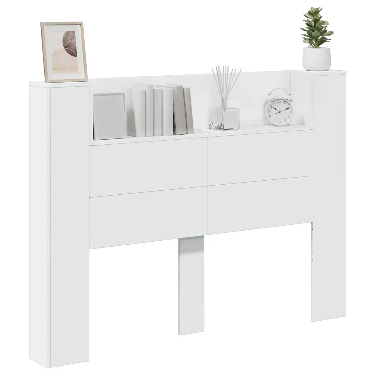 Storage Headboard White Engineered Wood RGB LED Lights with Adjustable Colours and Brightness