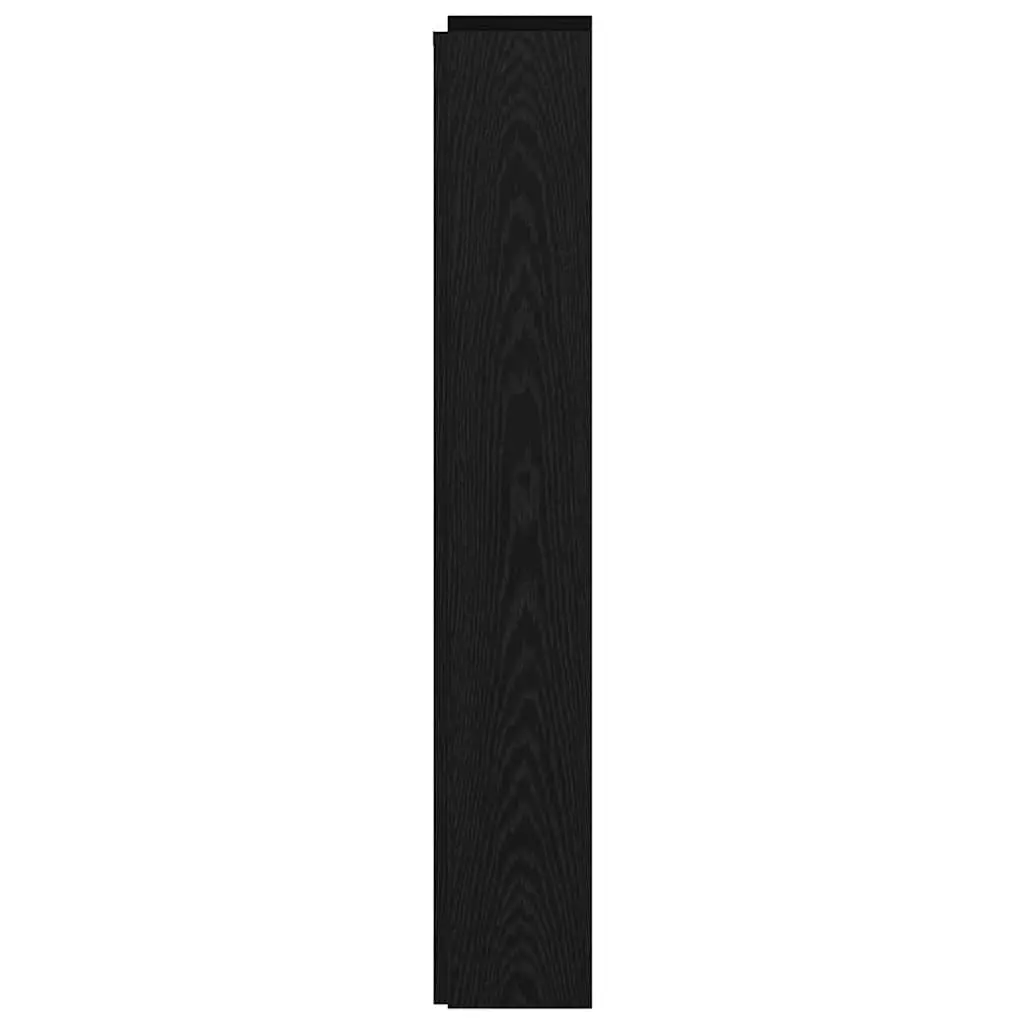 Storage Headboard Black Engineered Wood RGB LED Lights Integrated Shelving