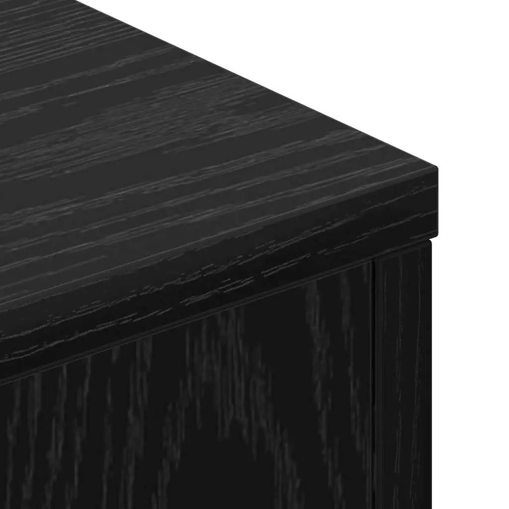 Storage Headboard Black Engineered Wood RGB LED Lights Integrated Shelving