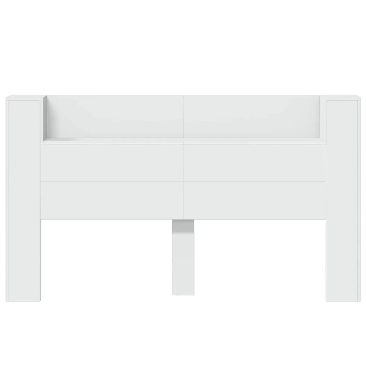 White Storage Headboard with RGB LED Lights Built-in Shelf Bedroom Furniture