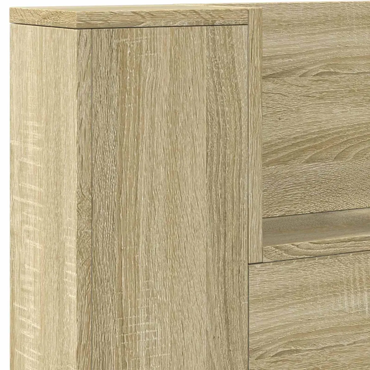 Storage Headboard with LED Lights Brown Engineered Wood Bedroom Shelf