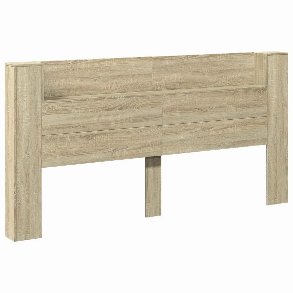 Storage Headboard Brown Sonoma Oak Engineered Wood with RGB LED Lights