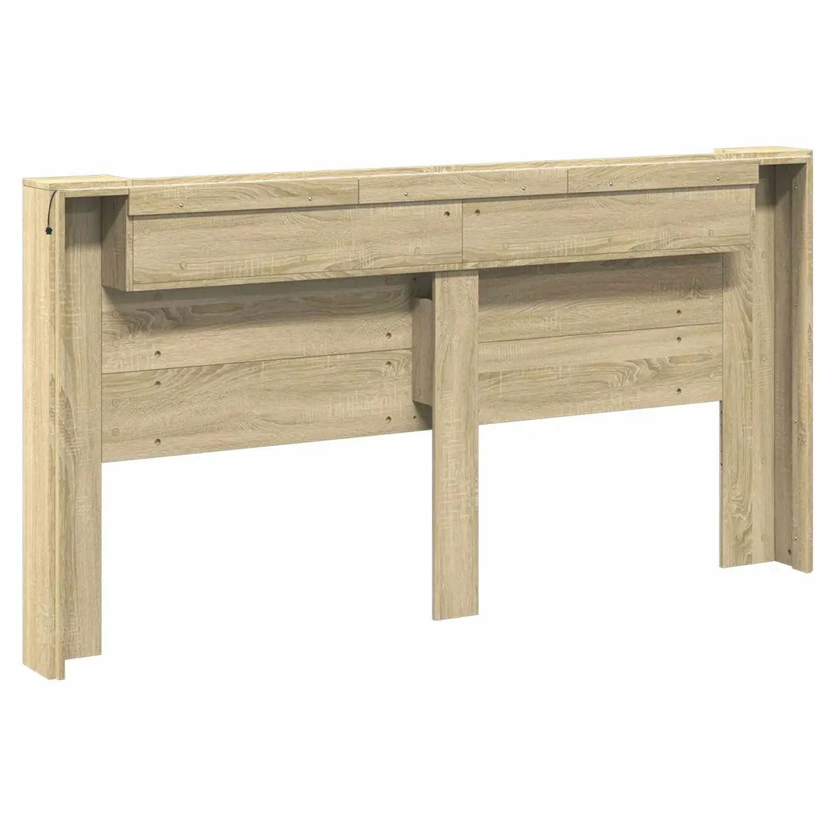 Storage Headboard Brown Sonoma Oak Engineered Wood with RGB LED Lights