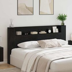 Compact Storage Headboard with RGB LED Lights in Black