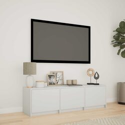 Compact White TV Cabinet with Adjustable LED Lighting