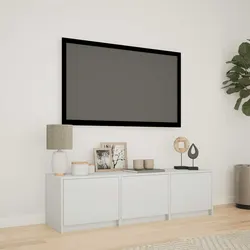Compact White TV Cabinet with Adjustable LED Lighting