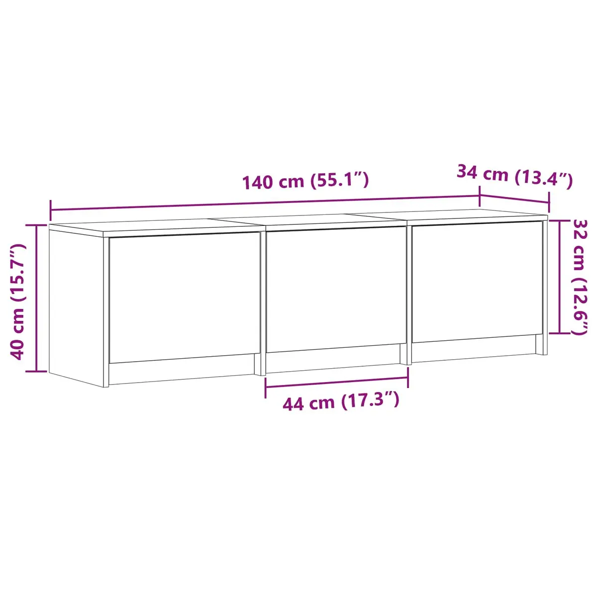 White TV Cabinet with Adjustable LED Lighting
