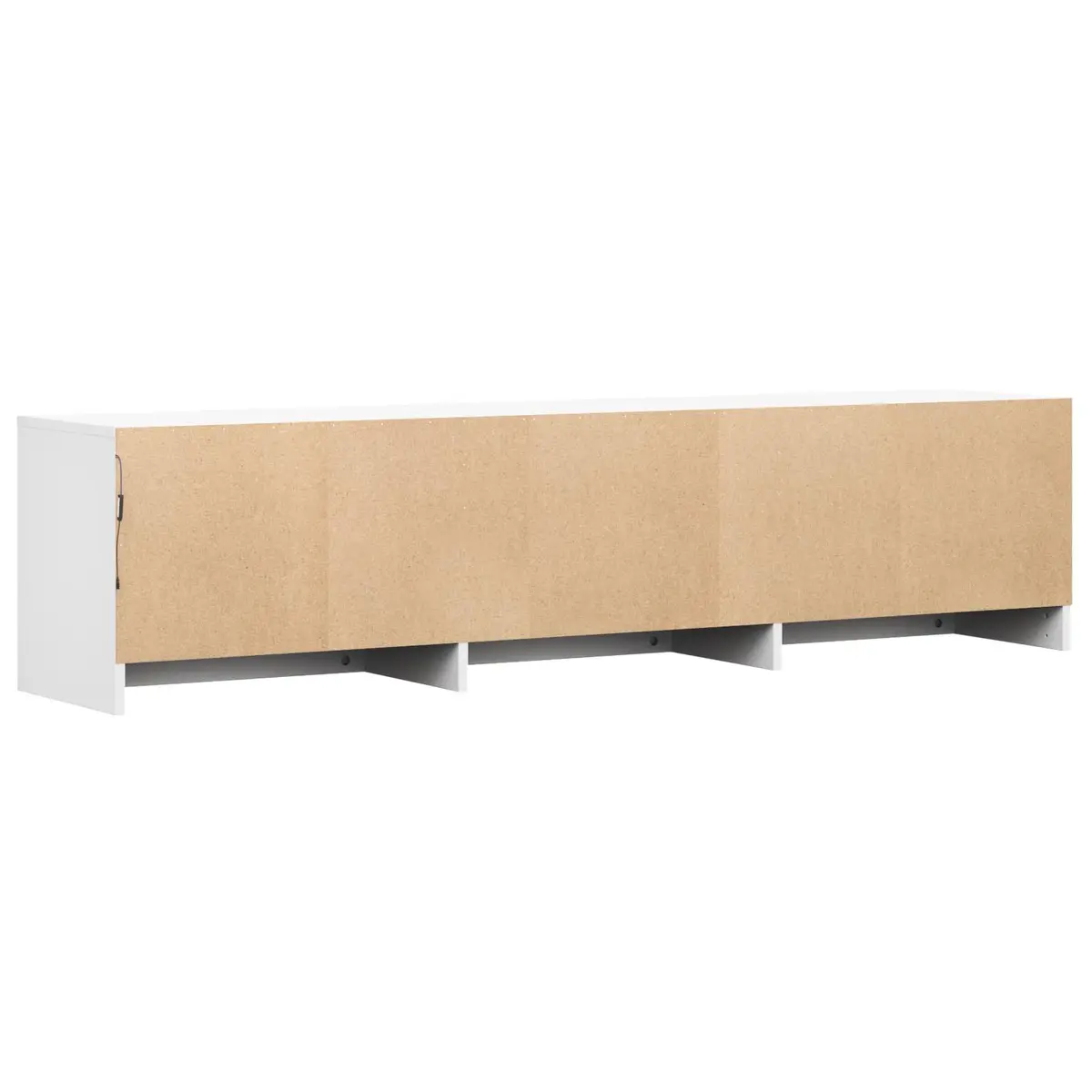 TV Cabinet White 165cm Engineered Wood LED Lights Storage Unit