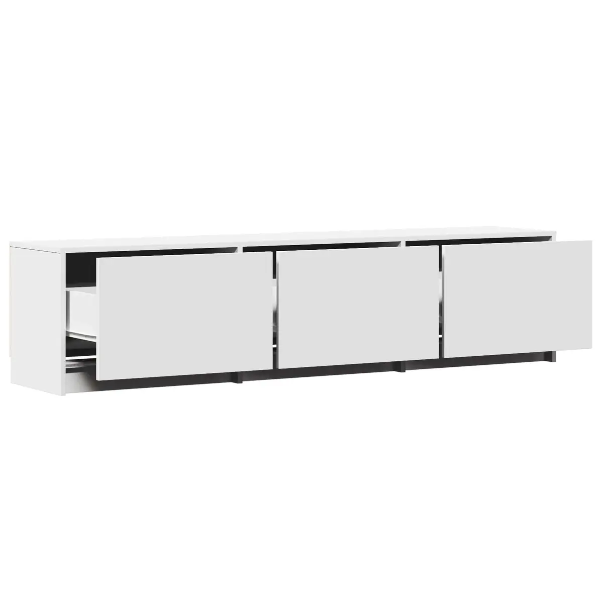 TV Cabinet White 165cm Engineered Wood LED Lights Storage Unit
