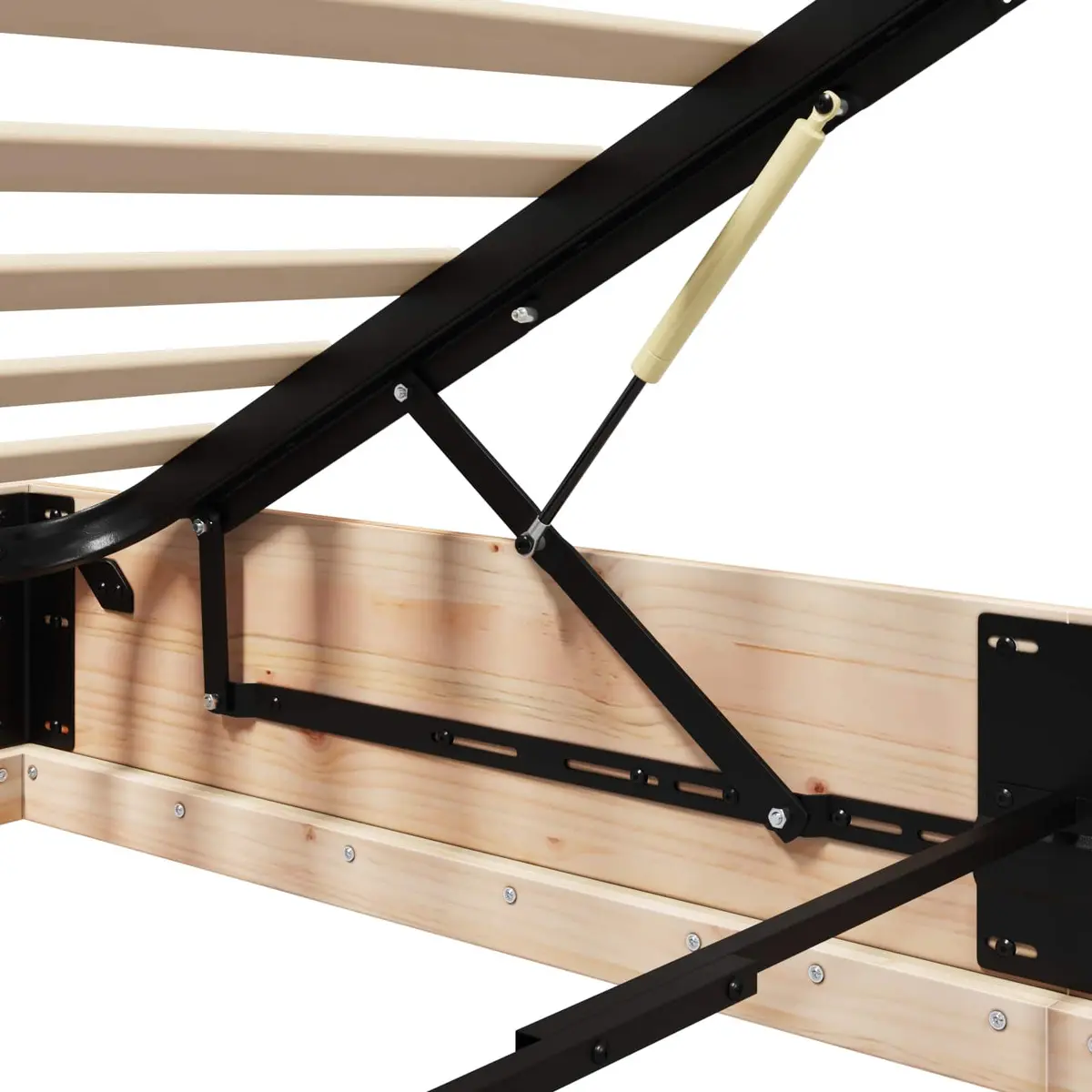 Ottoman Storage Bed Frame Brown Solid Pine Wood Single Double Queen King Size Hydraulic Lift System