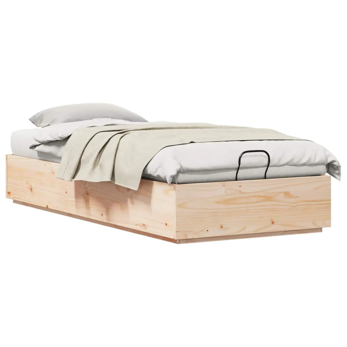 Ottoman Storage Bed Frame Brown Solid Pine Wood Single Double Queen King Size Hydraulic Lift System