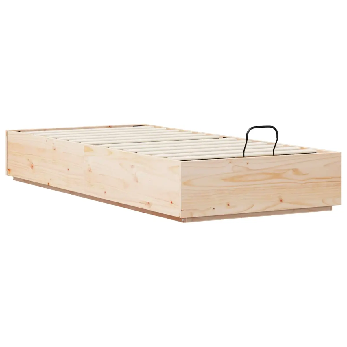 Ottoman Storage Bed Frame Brown Solid Pine Wood Single Double Queen King Size Hydraulic Lift System