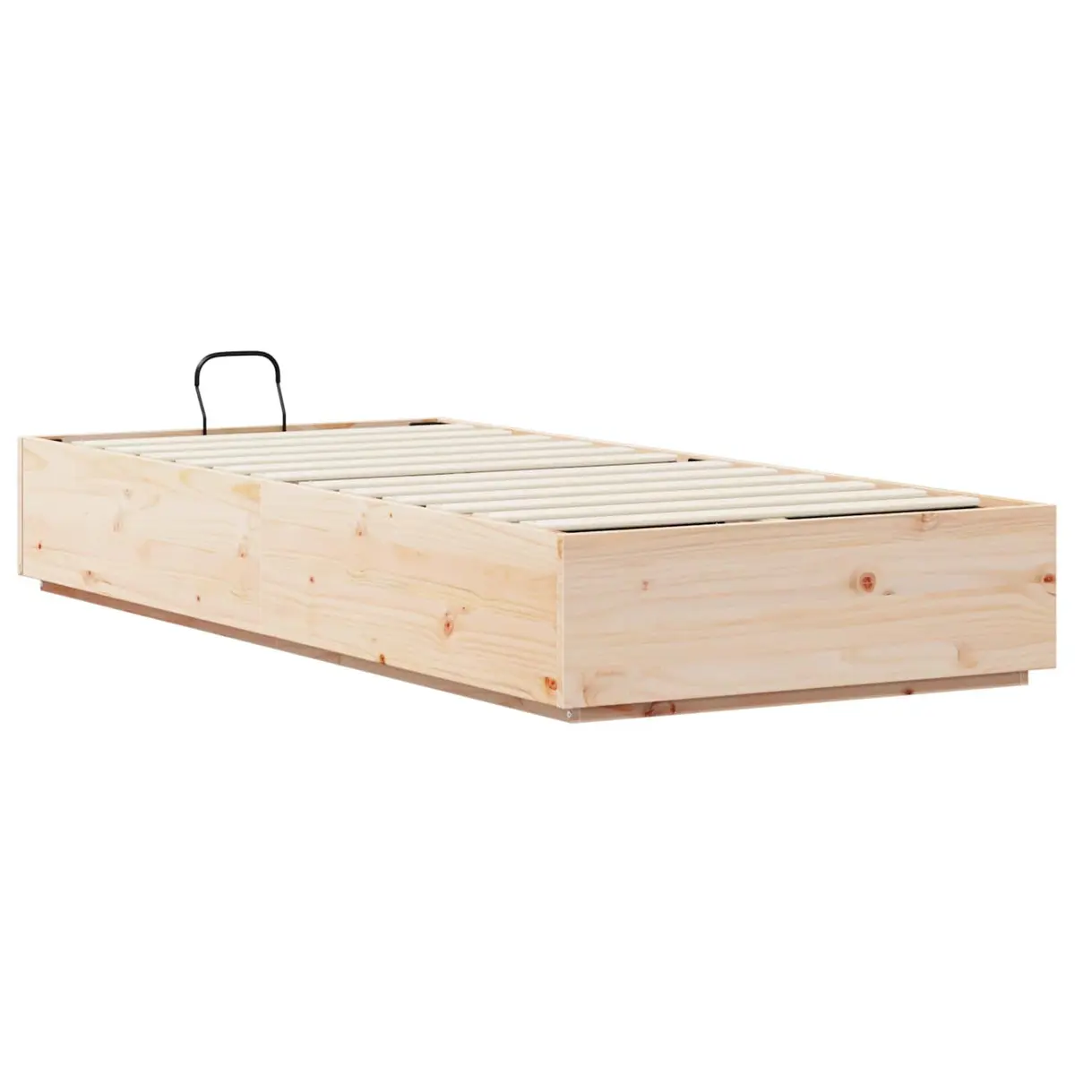 Ottoman Storage Bed Frame Brown Solid Pine Wood Single Double Queen King Size Hydraulic Lift System