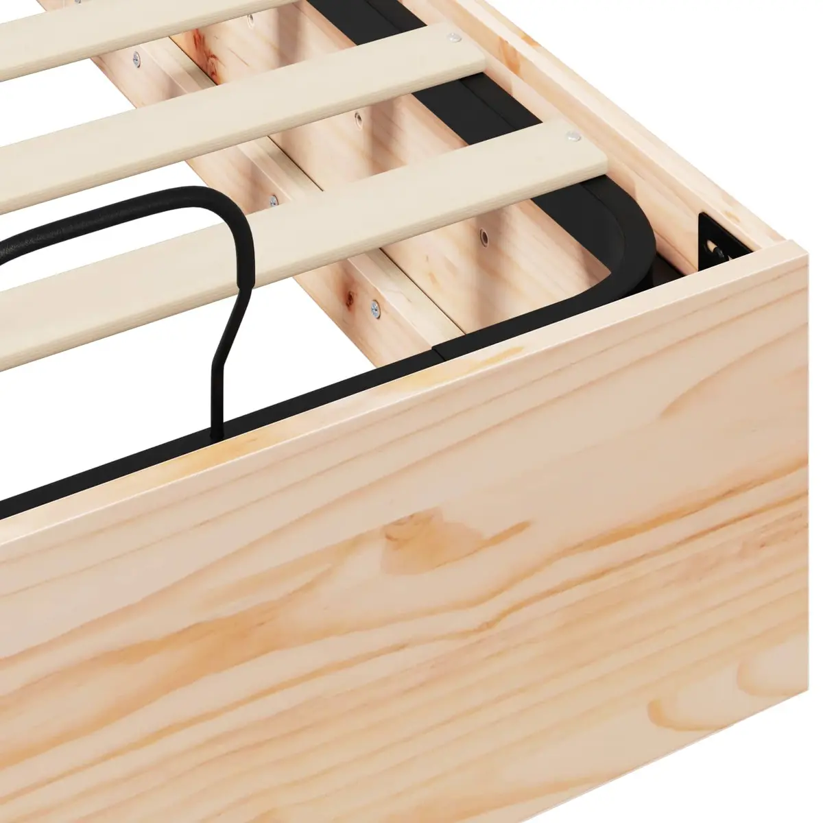 Ottoman Storage Bed Frame Brown Solid Pine Wood Single Double Queen King Size Hydraulic Lift System
