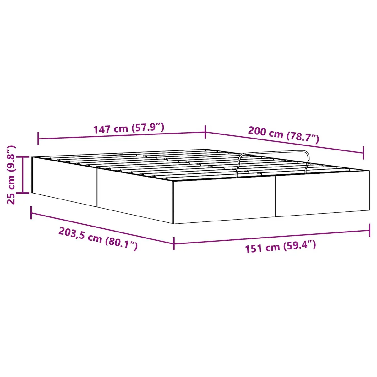 Ottoman Bed Frame with Storage 150 x 200 cm Modern Brown Bedroom Furniture