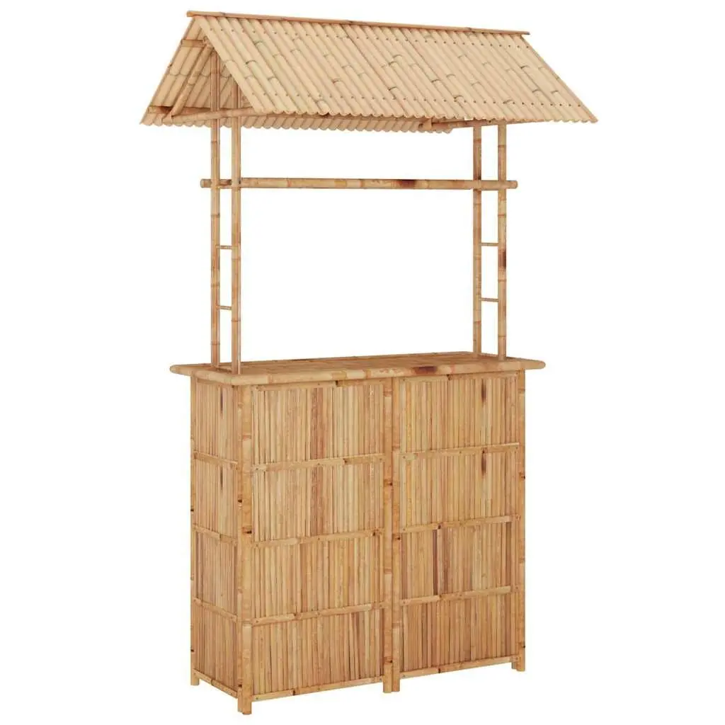 Bamboo Bar Set 3 Piece Garden Patio Outdoor Furniture Tropical Brown Foldable