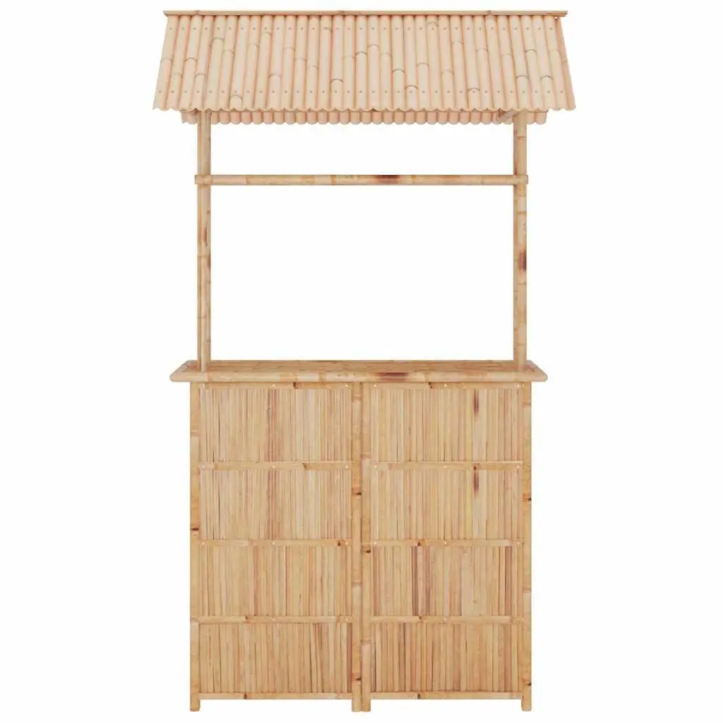 Bamboo Bar Set 3 Piece Garden Patio Outdoor Furniture Tropical Brown Foldable