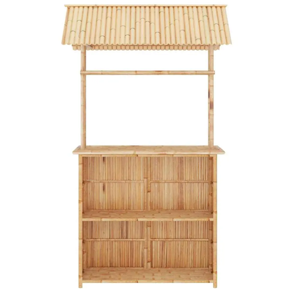 Bamboo Bar Set 3 Piece Garden Patio Outdoor Furniture Tropical Brown Foldable