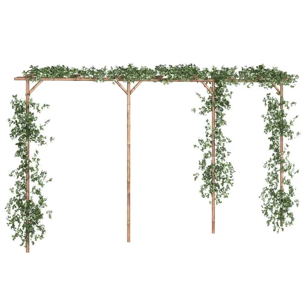 Bamboo Garden Pergola Brown 385L x 40W x 205H cm Farmhouse Style Outdoor Shade Structure