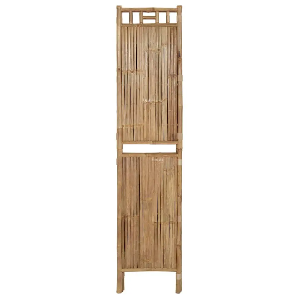 4-Panel Room Divider Brown Bamboo Folding Privacy Screen Indoor Outdoor Partition