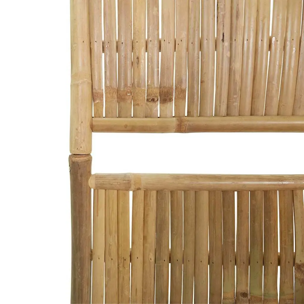 4-Panel Room Divider Brown Bamboo Folding Privacy Screen Indoor Outdoor Partition