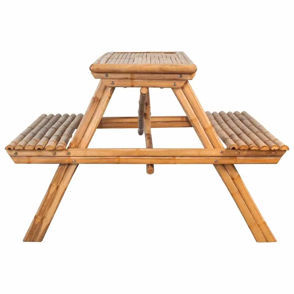 Bamboo Picnic Table 115x115x81cm Brown Outdoor Dining Furniture Garden Bench