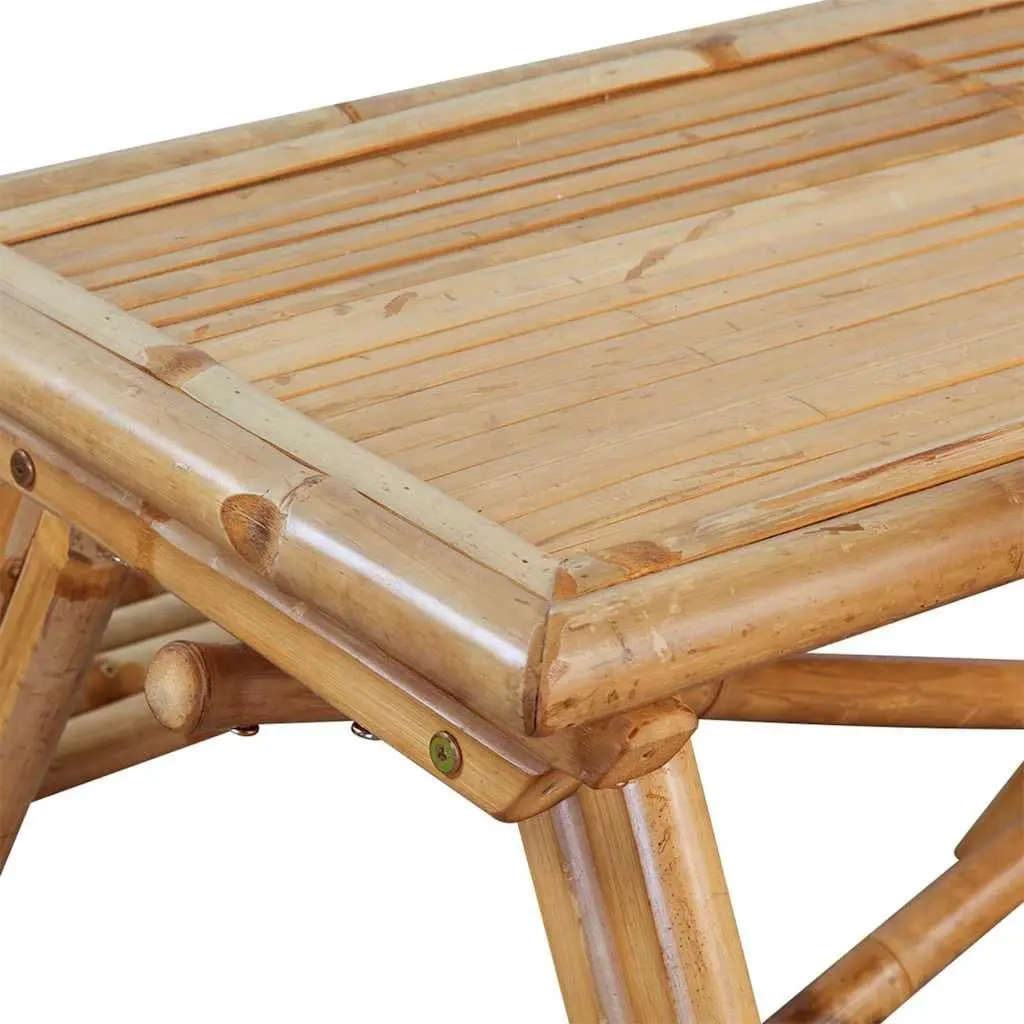 Bamboo Picnic Table 115x115x81cm Brown Outdoor Dining Furniture Garden Bench