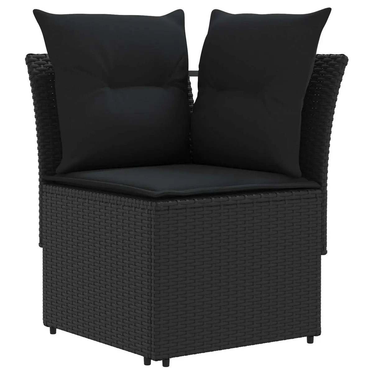 4 Piece PE Rattan Furniture Set Black with Warm Brown Tones Indoor Outdoor Patio Lounge Sofa with Cushions