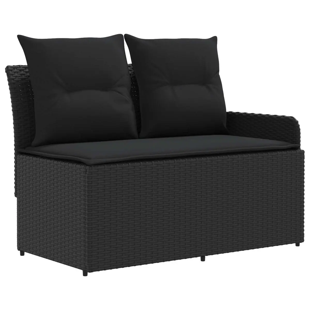 4 Piece PE Rattan Furniture Set Black with Warm Brown Tones Indoor Outdoor Patio Lounge Sofa with Cushions