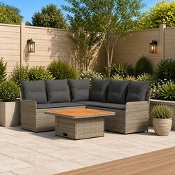 4-Piece Patio Set: Grey Rattan Lounge for Comfort