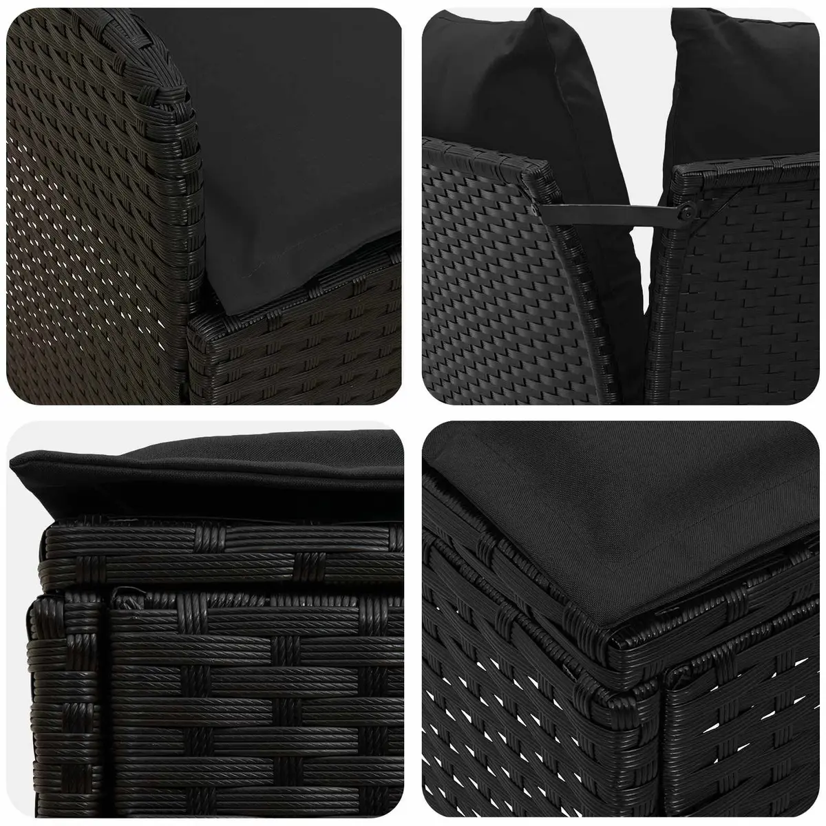 Outdoor Garden Furniture Set Black 7 Piece PE Rattan Patio Lounge Sofa Chair