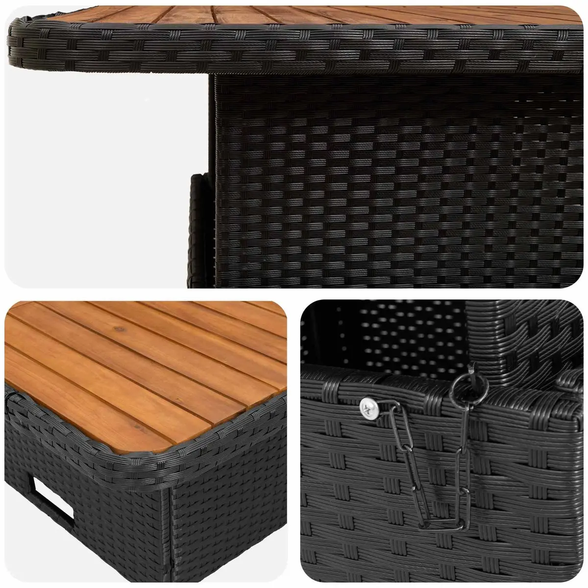 Outdoor Garden Furniture Set Black 7 Piece PE Rattan Patio Lounge Sofa Chair