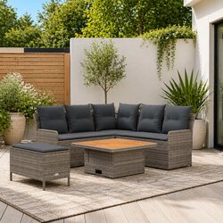 5-Piece Indoor Outdoor Lounge Set with Cushions in Grey