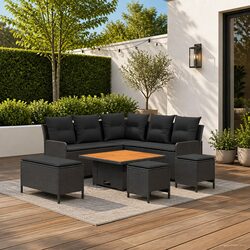 Concise 7-Piece Outdoor Furniture Set with Cushions