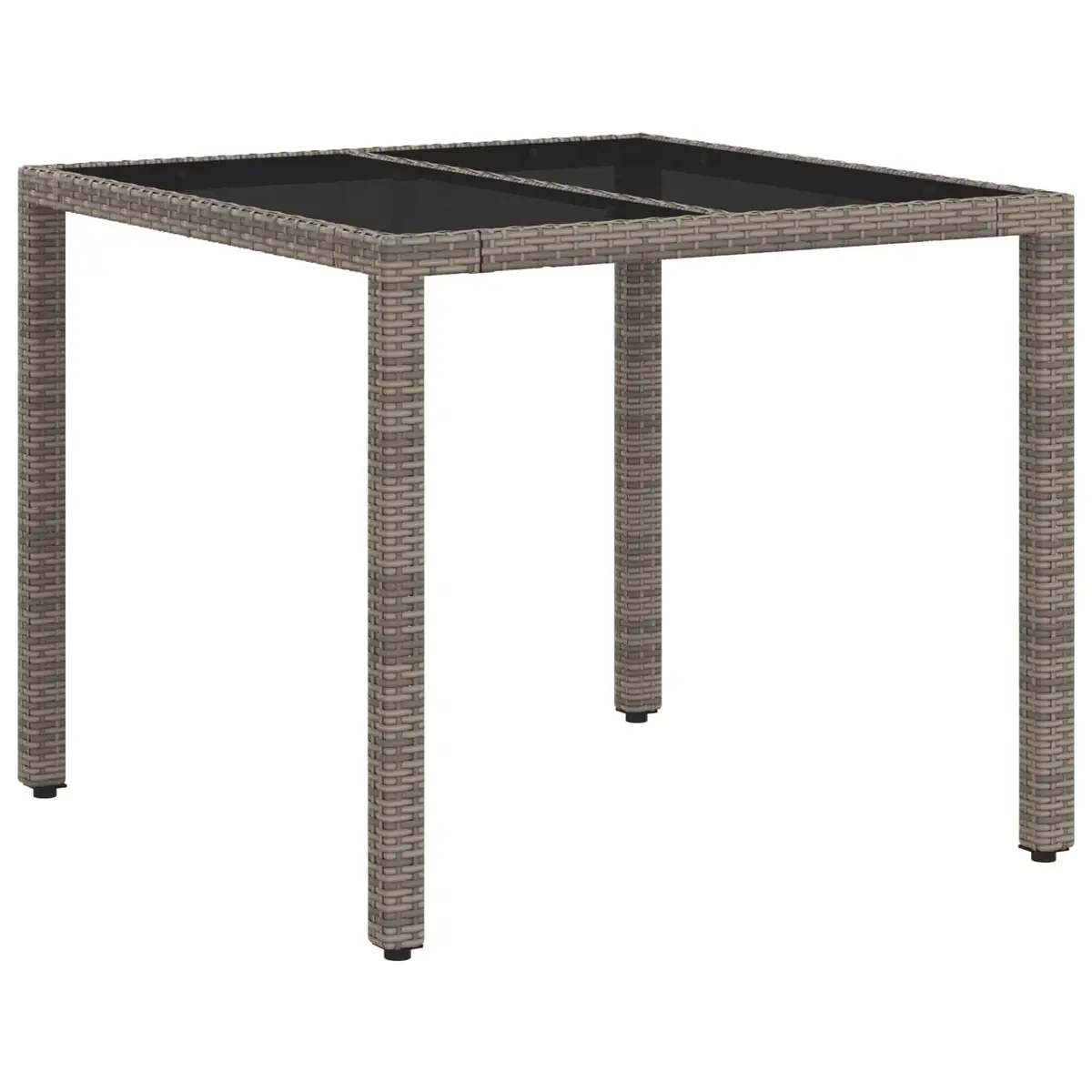 Outdoor Dining Set Grey 3 Pieces Tempered Glass Table Adjustable Backrest Chairs