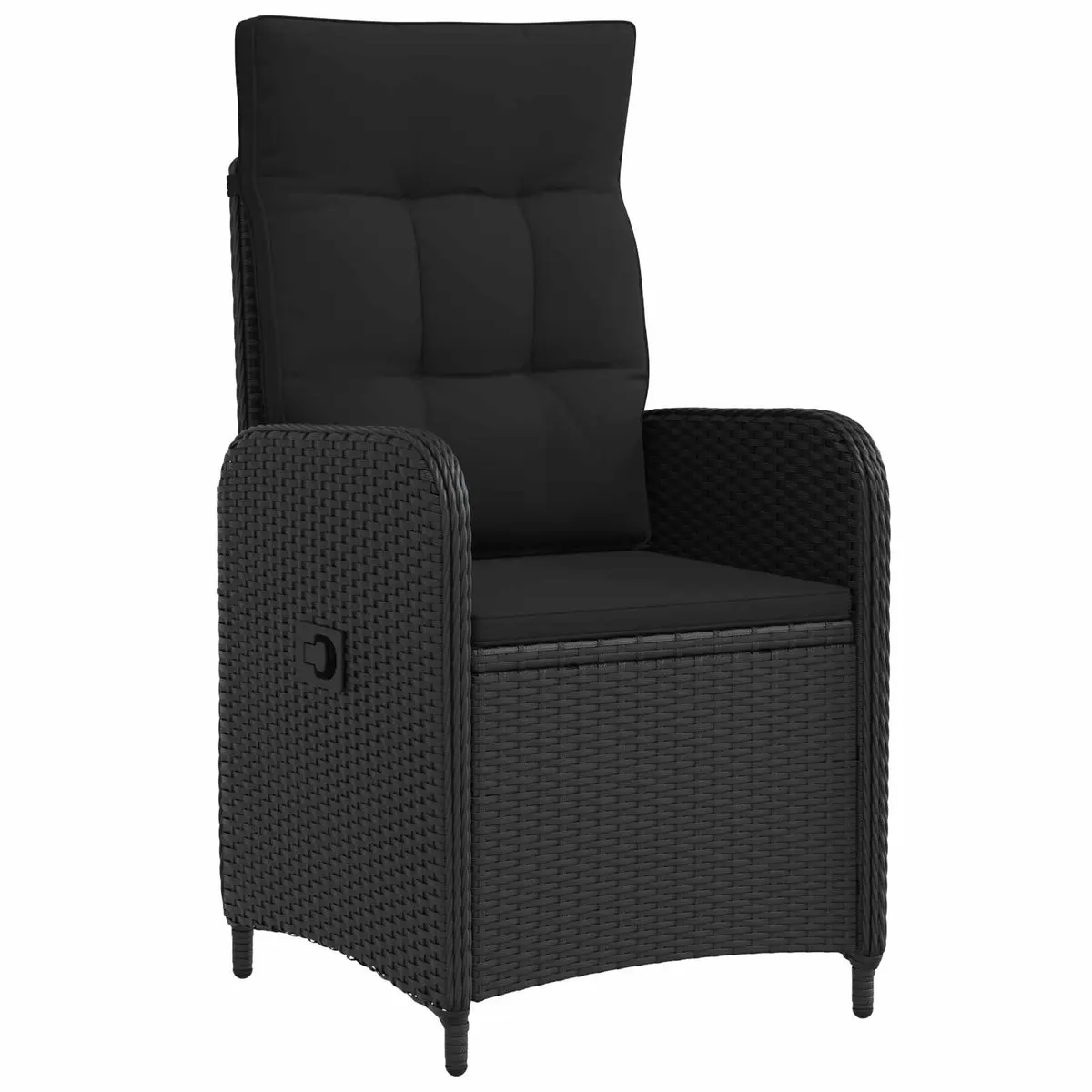 Outdoor Dining Set Black 3 Pieces Adjustable Lounge Poly Rattan Garden Furniture