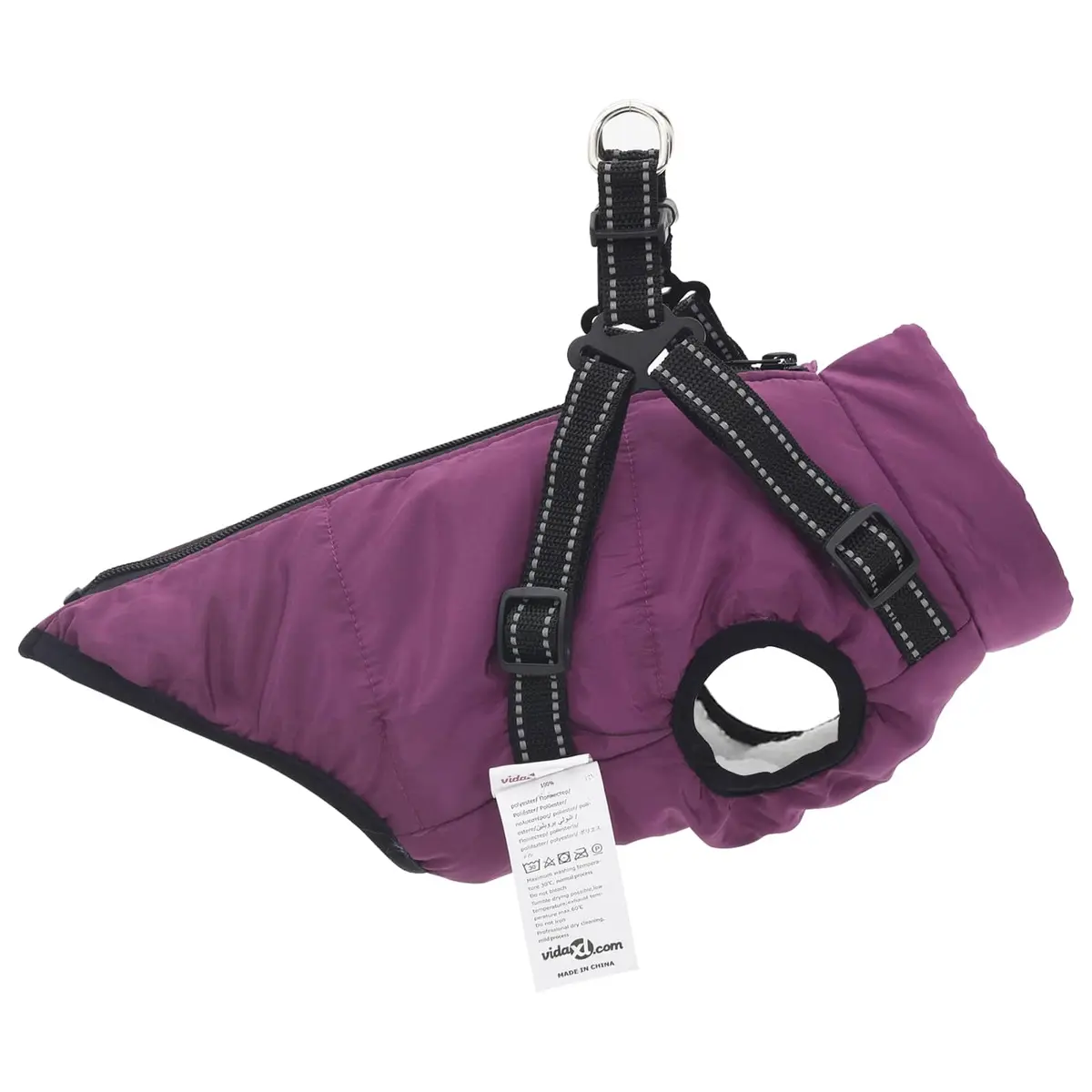 Dog Coat Purple L24 Winter Fleece Polyester Warm Outdoor Reflective