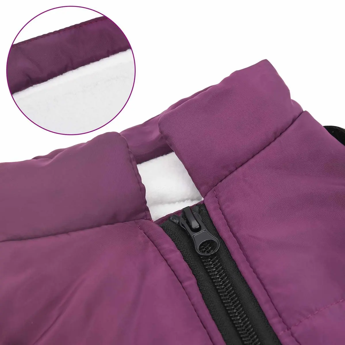 Dog Coat Purple L32 Fleece Polyester Water-Resistant Windproof Adjustable