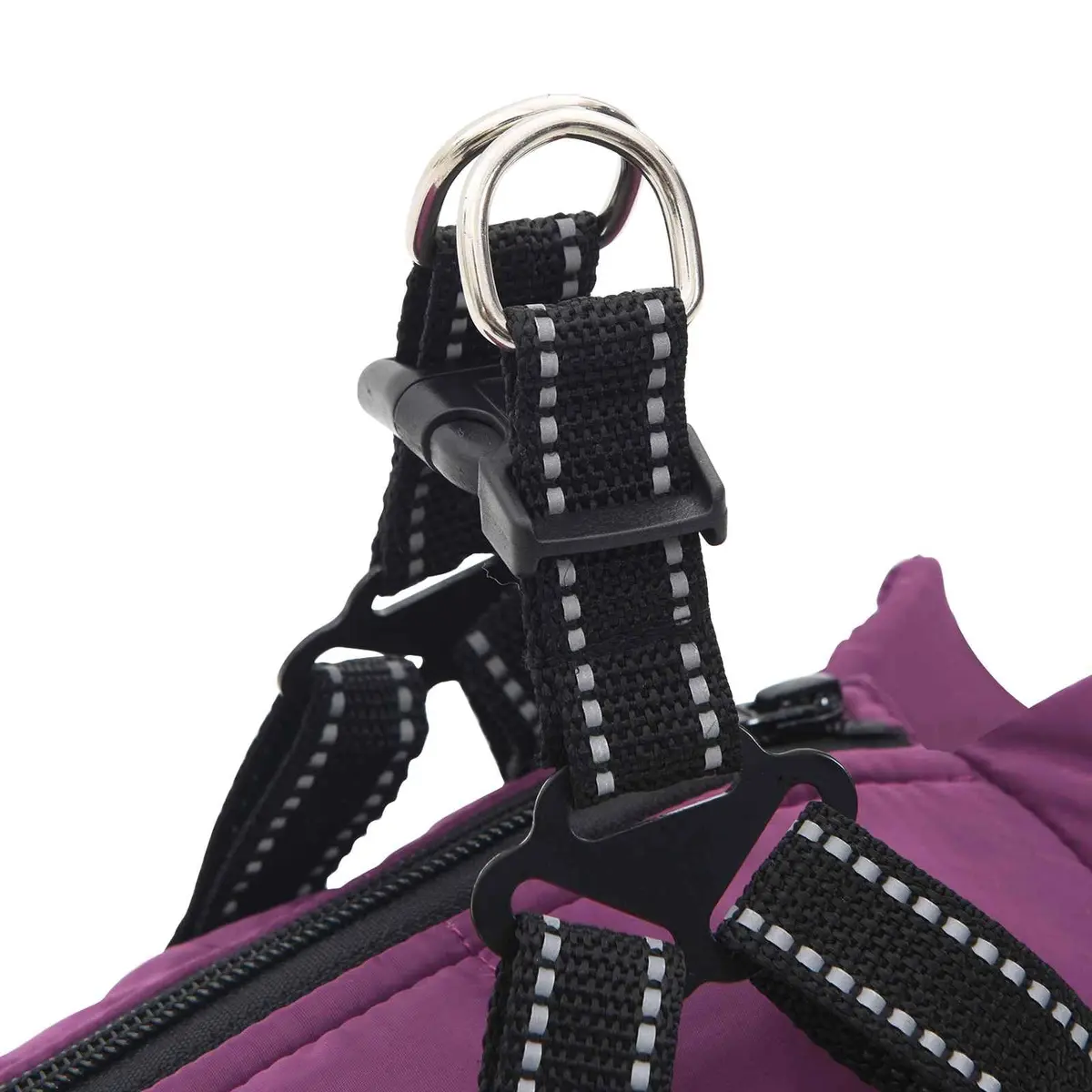 Dog Coat Purple L36 Fleece Polyester Water-resistant Windproof Adjustable Harness