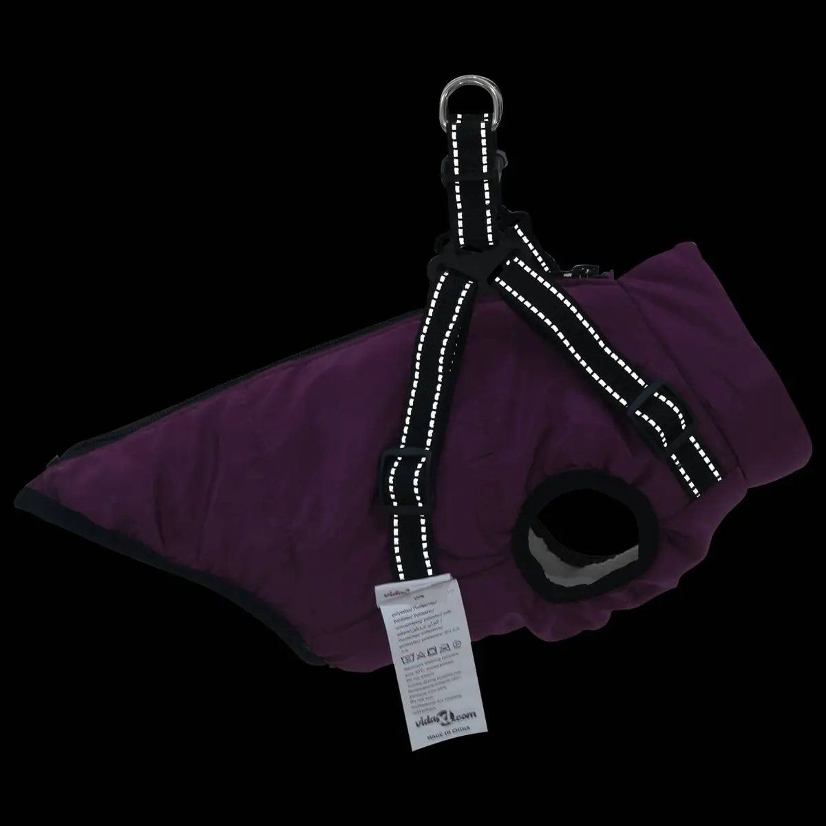 Dog Coat Purple L40 Fleece Polyester Water-Resistant Windproof Adjustable