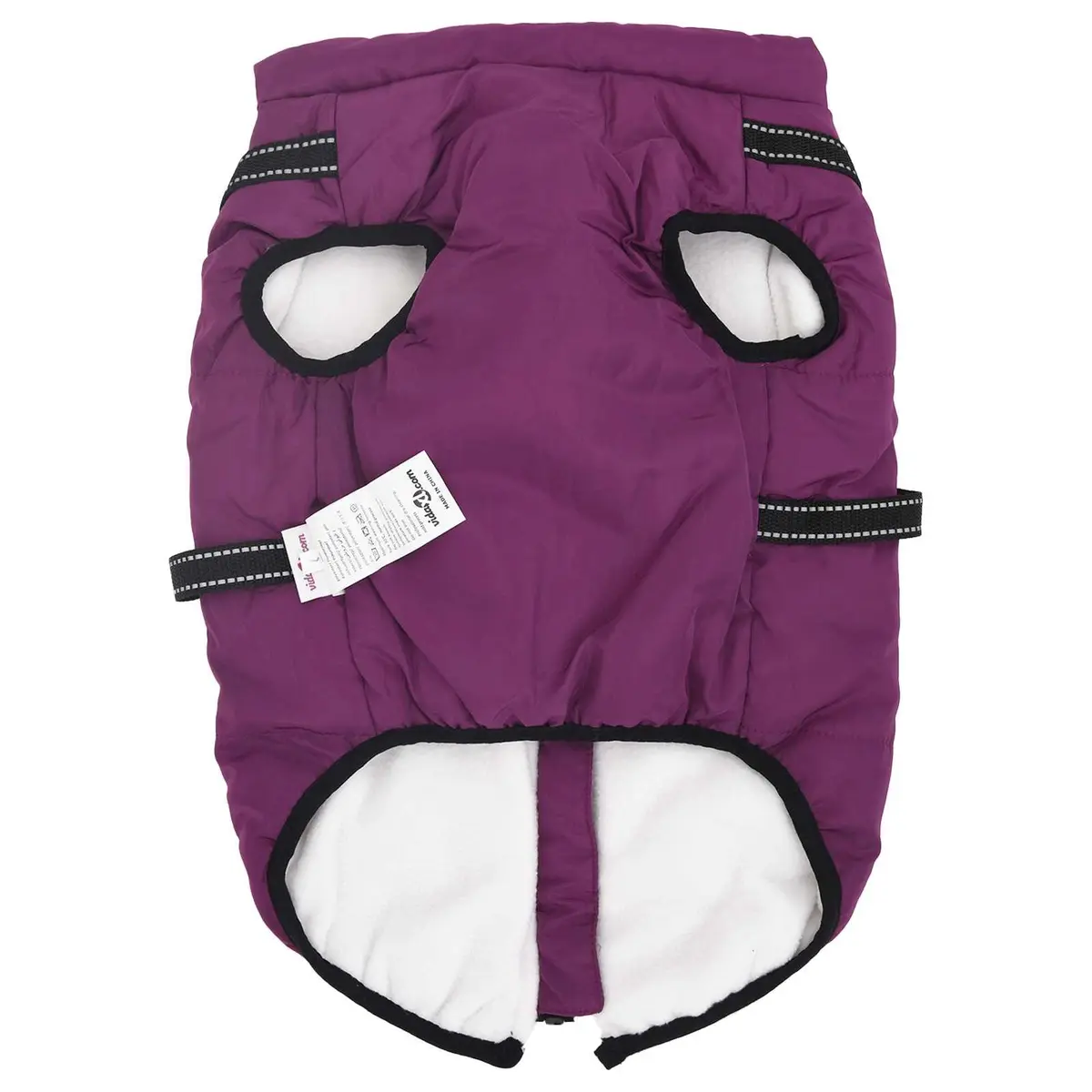 Dog Coat Purple L44 Fleece Polyester Outdoor Winter Warm Water-Resistant