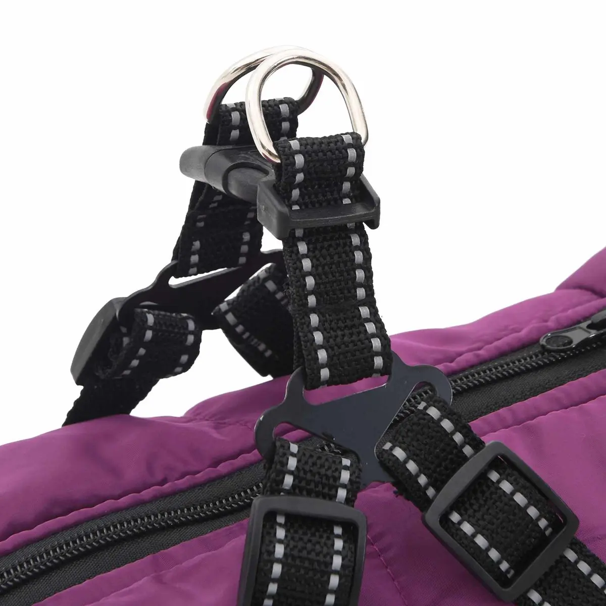 Dog Coat Purple L44 Fleece Polyester Outdoor Winter Warm Water-Resistant