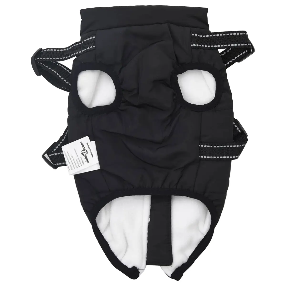 Dog Coat Black L24 Waterproof Windproof Adjustable Reflective