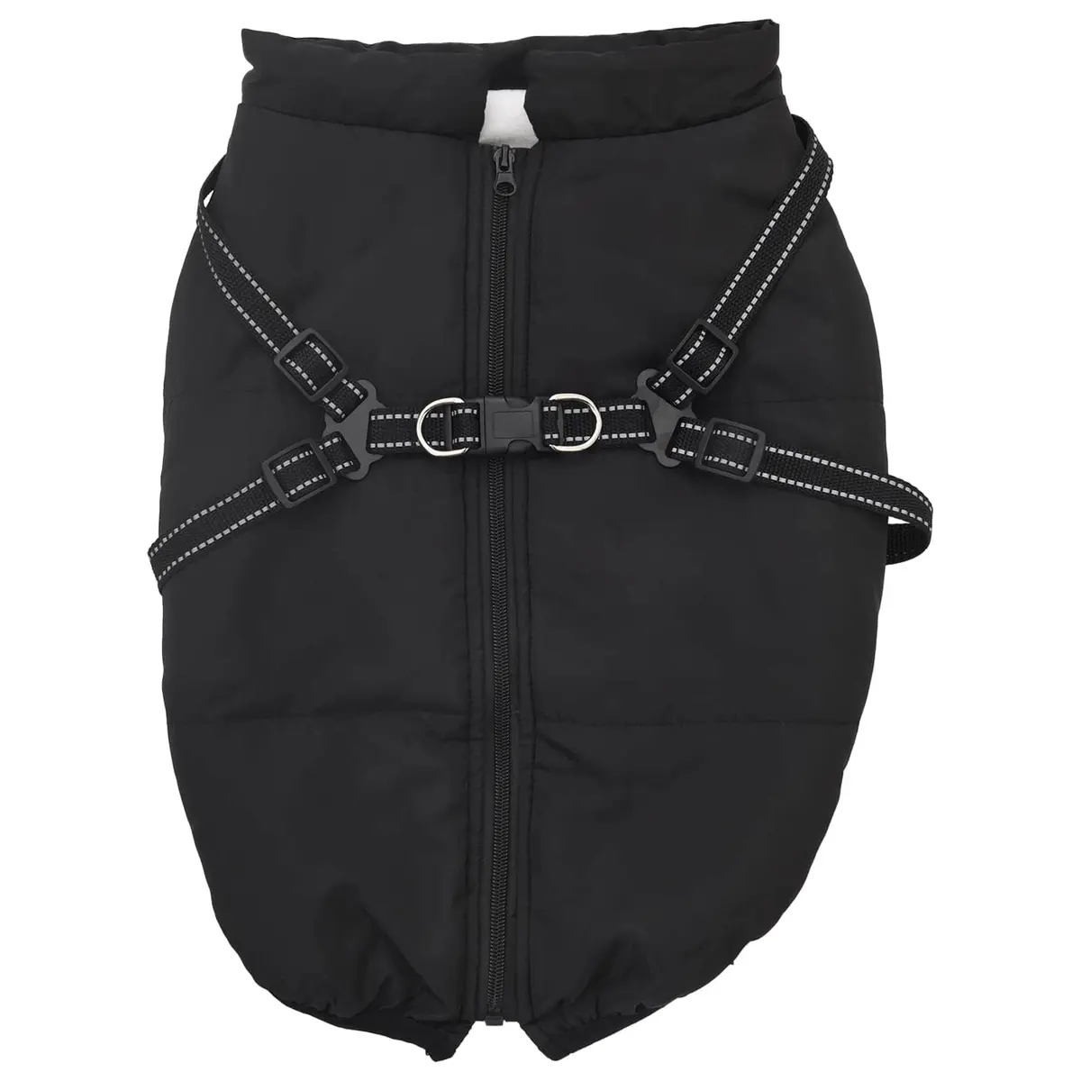 Dog Coat Black L44 Fleece Polyester Water-resistant Windproof Adjustable
