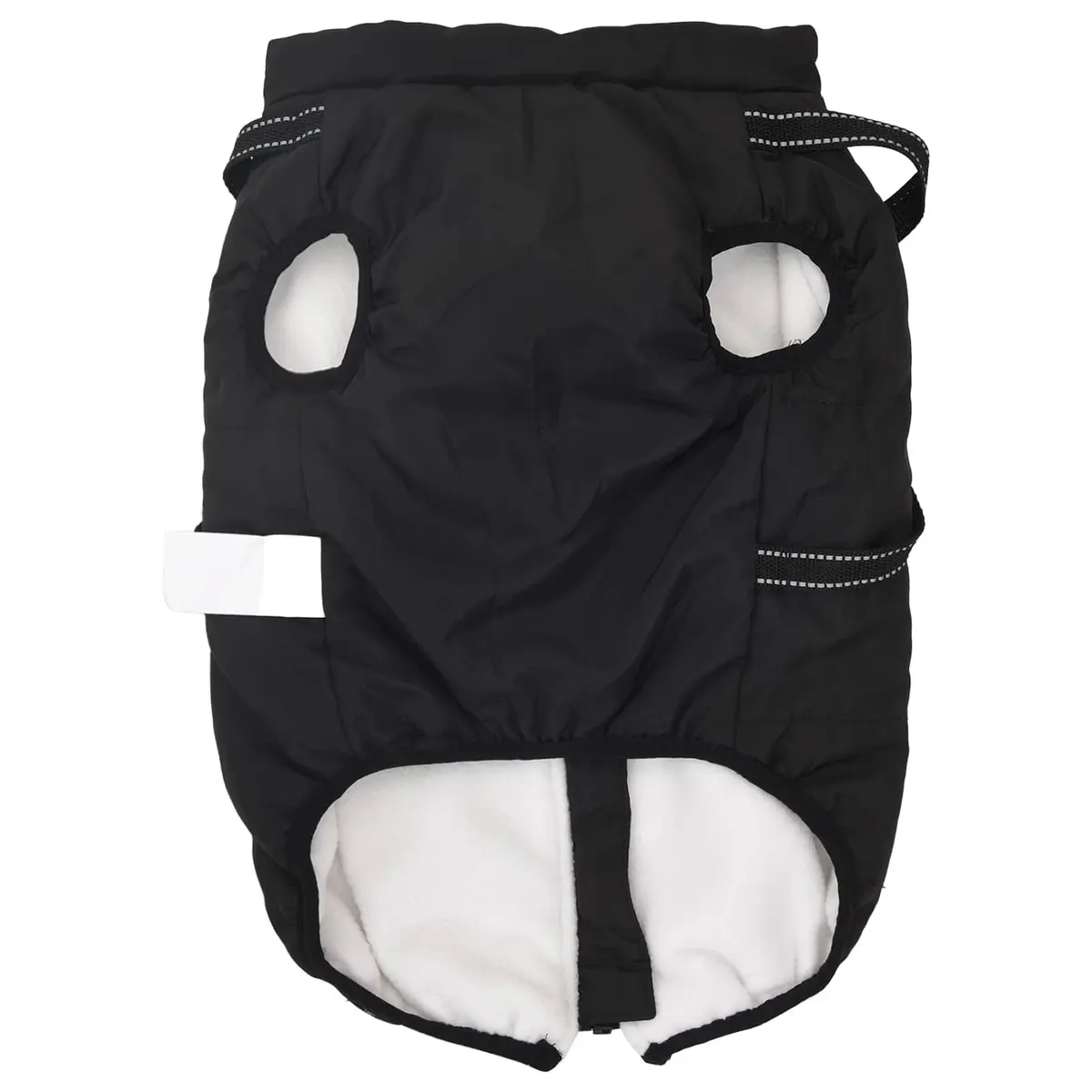 Dog Coat Black L44 Fleece Polyester Water-resistant Windproof Adjustable