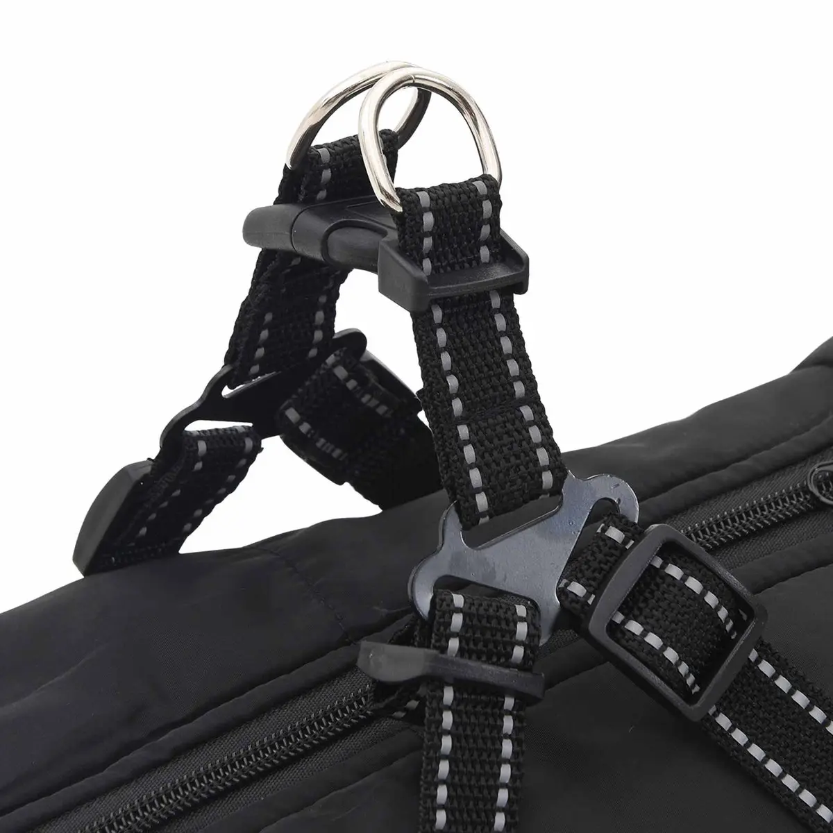 Dog Coat Black L44 Fleece Polyester Water-resistant Windproof Adjustable