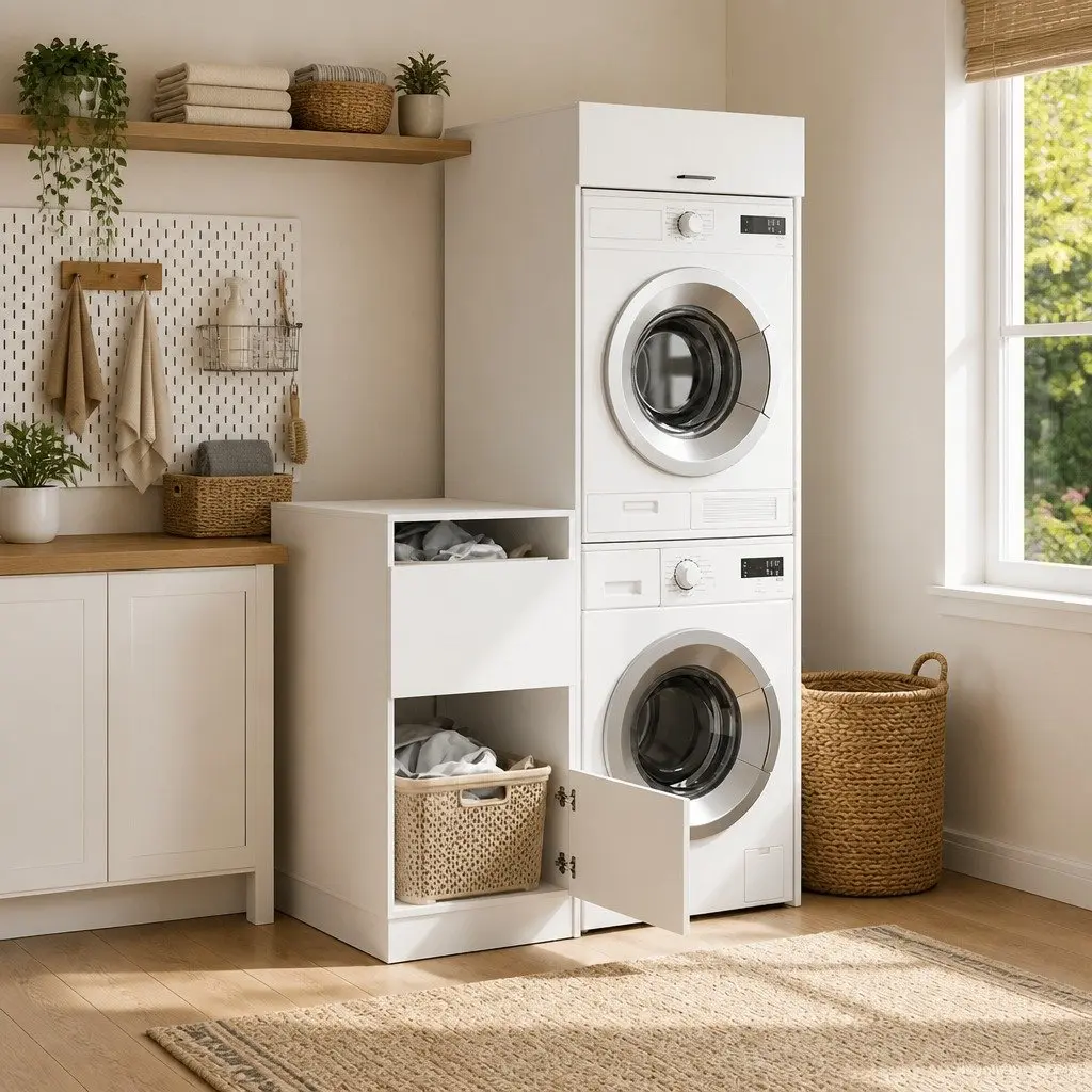 White Laundry Cabinet Set for Smart Storage